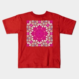 hippie chic bohemian indian pattern seashells pink fuschia mandala Kids T-Shirt